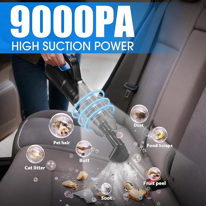 25PCS Car Cleaning Kit, Car Detailing Kit Interior with High Power Handheld Vacuum Cleaner, Windshield Cleaner, Cleaning Gel