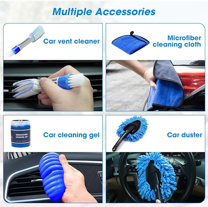 25PCS Car Cleaning Kit, Car Detailing Kit Interior with High Power Handheld Vacuum Cleaner, Windshield Cleaner, Cleaning Gel