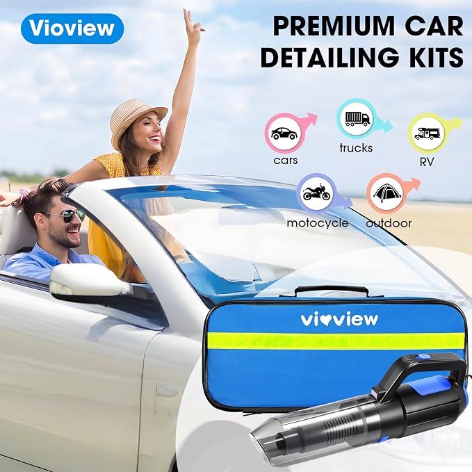 25PCS Car Cleaning Kit, Car Detailing Kit Interior with High Power Handheld Vacuum Cleaner, Windshield Cleaner, Cleaning Gel