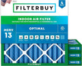 25x25x2 Air Filter MERV 13 Optimal Smoke & Allergy Defense (4-Pack), Electrostatic Pleated HVAC AC Furnace