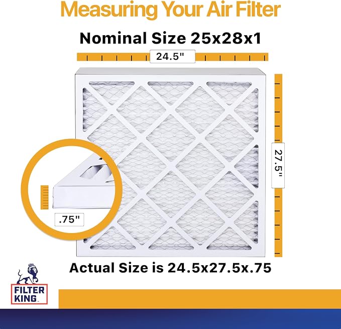 25x28x1 Air Filter (MERV 13) (6-Pack) Dust & Allergy Control AC Furnace Filters, MADE IN USA, HVAC, Pleated, alternate view 2