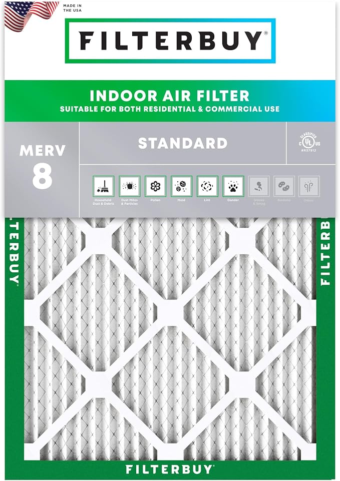 25x32x1 Air Filter MERV 8 Essential Dust & Allergy Defense (1-Pack), Electrostatic Pleated HVAC AC Furnace