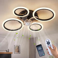 26" Geometric Ceiling Fan with Lights Remote Control, 3 Colors, 6 Speeds, Bladeless, Low Profile for Kitchen, Bedroom