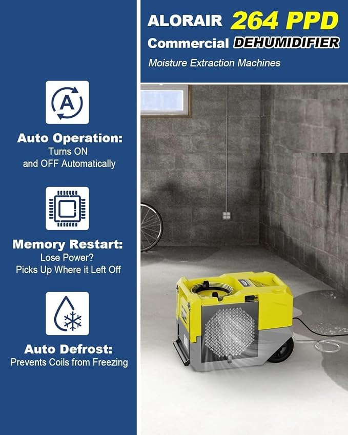 264 PPD LGR Commercial Dehumidifier High Performance Industrial Dehumidifier with Pump, Compact, alternate product view 2