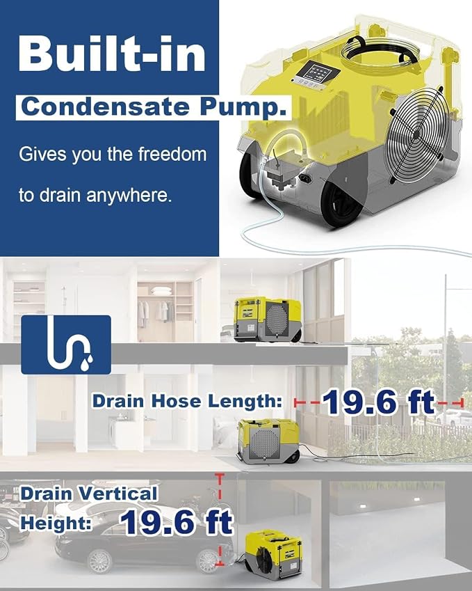 264 PPD LGR Commercial Dehumidifier High Performance Industrial Dehumidifier with Pump, Compact, alternate product view 3