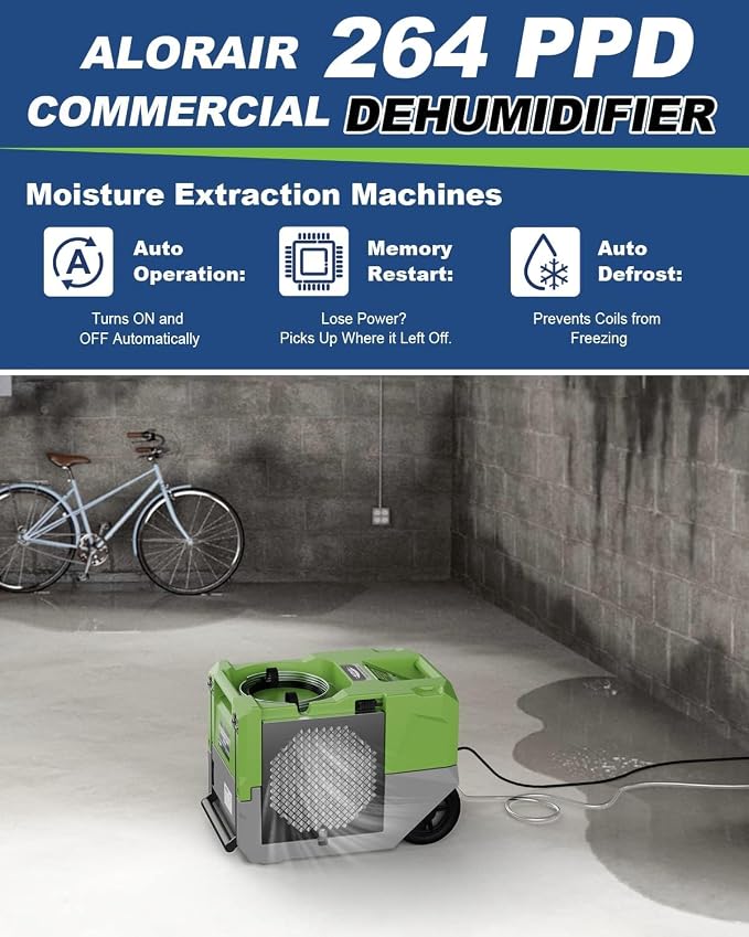264 PPD LGR Commercial Dehumidifier with Pump, Up to 3,000 Sq.Ft Industrial Dehumidifier, Portable, for Water Damage