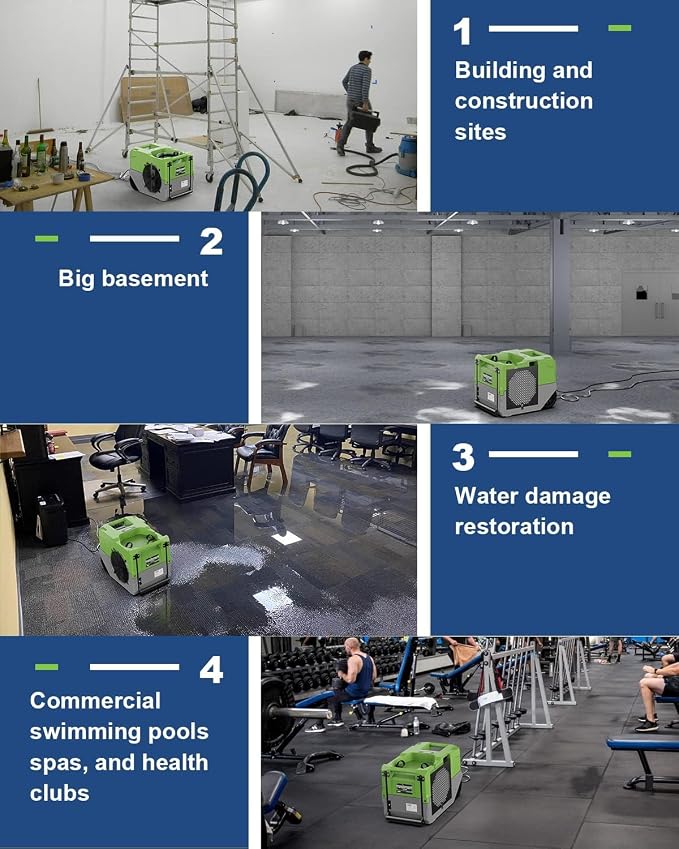 264 PPD LGR Commercial Dehumidifier with Pump, Up to 3,000 Sq.Ft Industrial Dehumidifier, Portable, for Water Damage