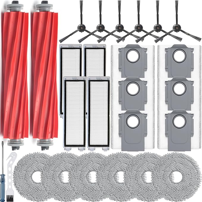 26Pcs Replacement Parts for Qrevo【Not for Qrevo S/Qrevo Pro/Qrevo Plus】Qrevo Vacuum Cleaner Accessories Kit,2 Main