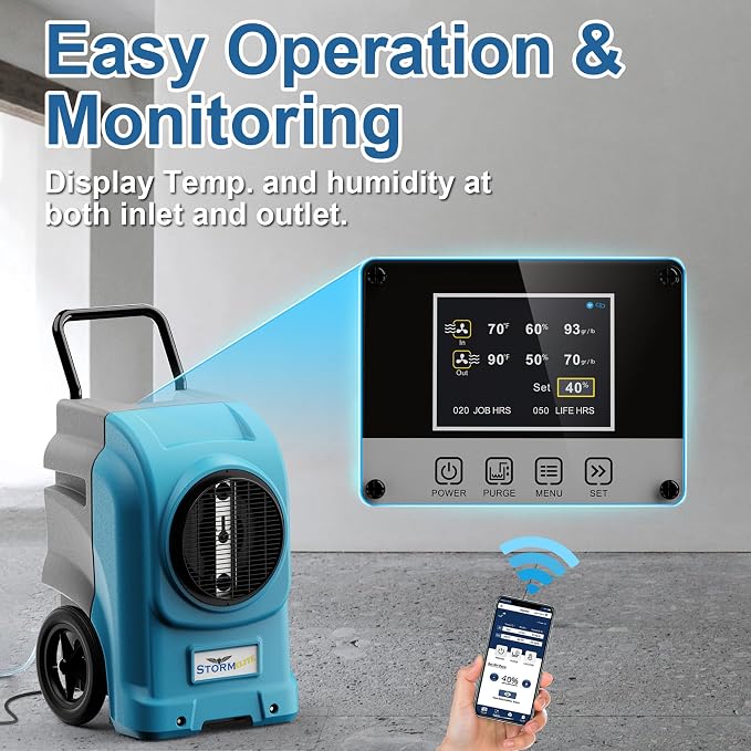 270 Pints Commercial Dehumidifiers Smart Wi-Fi with Pump, Up to 3,000 Sq.Ft Coverage for Large Room or Basements, alternate