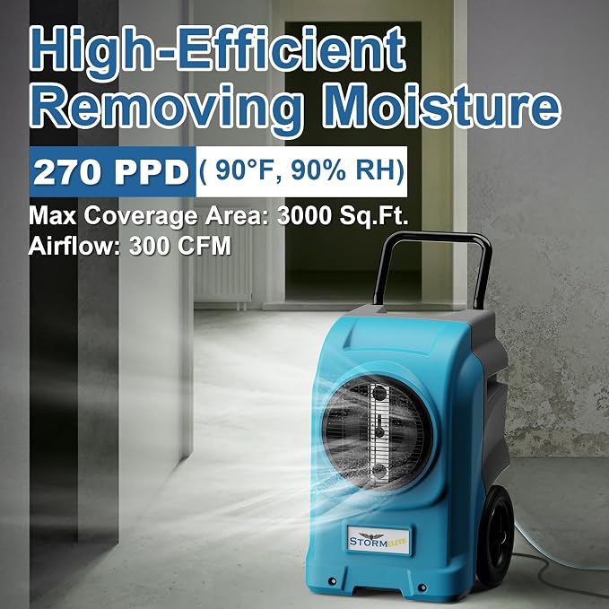 270 Pints Commercial Dehumidifiers Smart Wi-Fi with Pump, Up to 3,000 Sq.Ft Coverage for Large Room or Basements, alternate