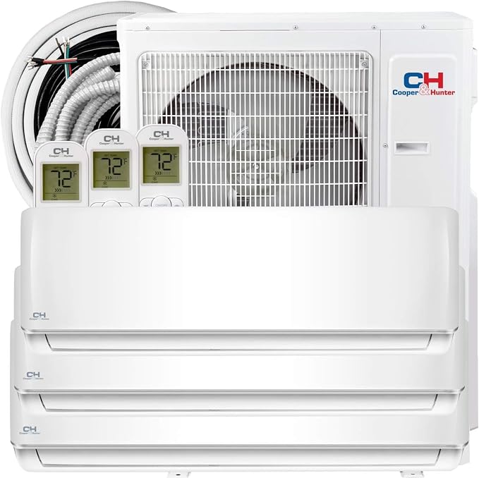 28,000 BTU Tri 3-Zone 12K + 12K + 12K BTU Wall Mount Ductless Mini Split Air Conditioner & Heat Pump – 25FT