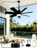 28 Inch Plug-In Outdoor Ceiling Fan with Lights and Remote, LED Gazebo Hanging Fan with Hook, 3CCT 3000K-6500K Dimmable