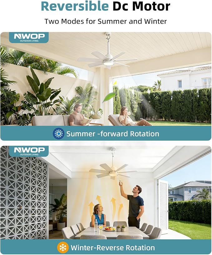 28'' Outdoor Ceiling Fans with Lights and Remote, LED Gazebo Hanging Fan with Hook, 3CCT 3000K-6500K Dimmable Gazebo Fan