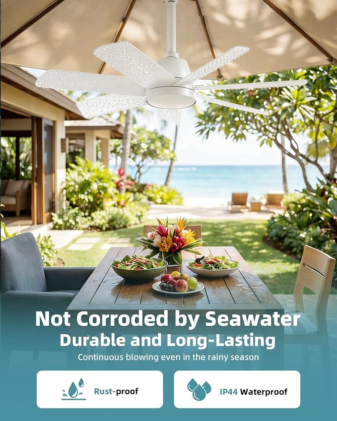 28'' Outdoor Ceiling Fans with Lights and Remote, LED Gazebo Hanging Fan with Hook, 3CCT 3000K-6500K Dimmable Gazebo Fan
