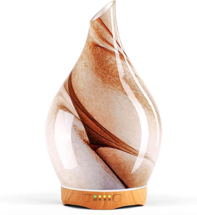 280ml Essential Oil Diffuser Glass Color Changing Aroma Air Diffusers Aromatherapy Ultrasonic Cool Mist Humidifier 7 Running