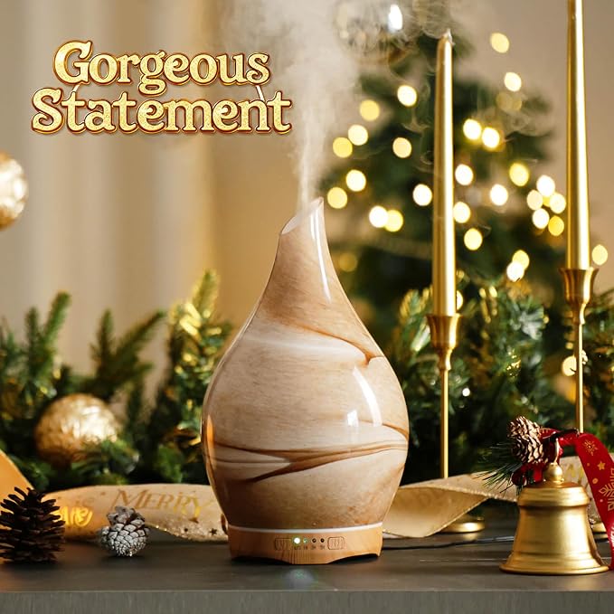 280ml Essential Oil Diffuser Glass Color Changing Aroma Air Diffusers Aromatherapy Ultrasonic Cool Mist Humidifier 7 Running
