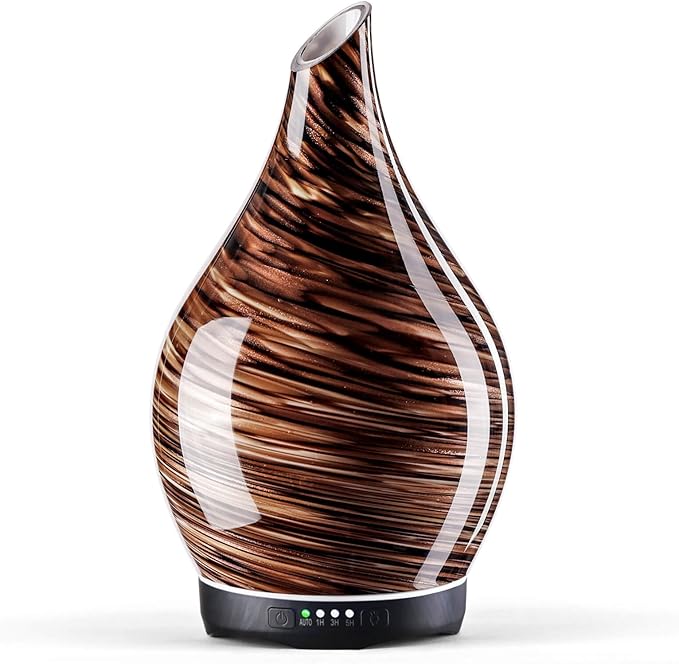 280ml Essential Oil Diffuser Glass Color Changing Aroma Air Diffusers Aromatherapy Ultrasonic Cool Mist Humidifier 7 Running
