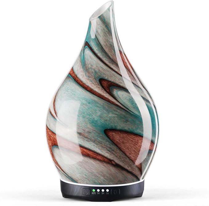 280ml Essential Oil Diffuser Glass Color Changing Aroma Air Diffusers Aromatherapy Ultrasonic Cool Mist Humidifier 7 Running