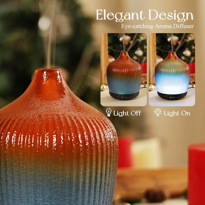 280ml Essential Oil Diffuser, Ultrasonic Cool Mist Humidifier with Color Changing, Auto Shut-Off, 6-10 Running Hours
