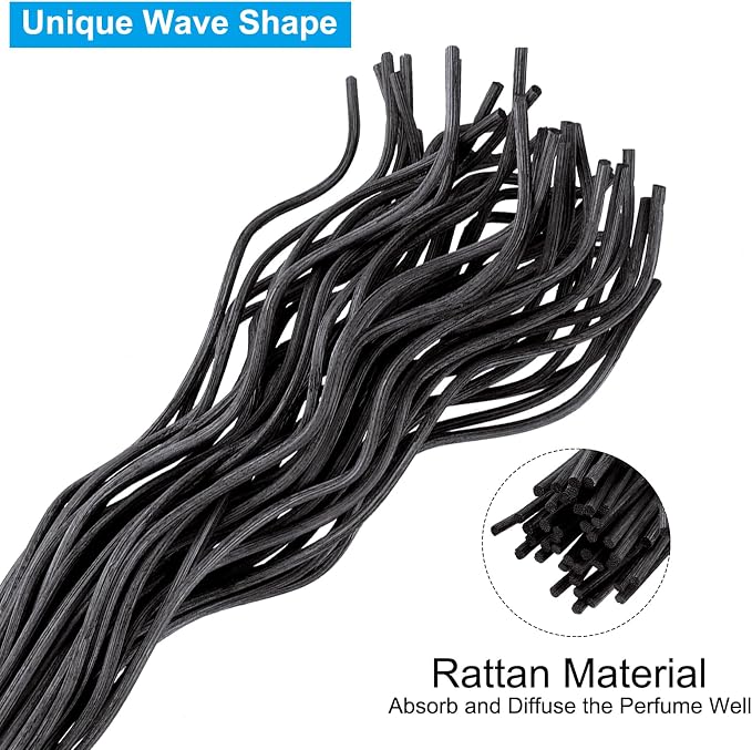 28CM/11Inch Rattan Reed Diffuser Sticks, 50 Pcs Rattan Wavy Refill Stick Aroma Fragrance Replacement for Home Hotel Office