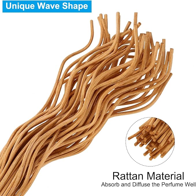 28CM/11Inch Rattan Reed Diffuser Sticks, 50 Pcs Rattan Wavy Refill Sticks Aroma Fragrance Replacement for Home Hotel Office