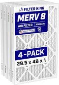 29.5x48x1 Air Filter (MERV 8) (4-Pack) Dust & Allergy Control AC Furnace Filters, MADE IN USA, HVAC, Pleated, product image