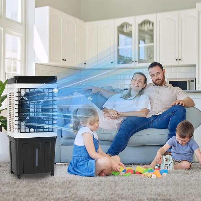 2953CFM Evaporative Air Cooler, 3-in-1 Portable Swamp Cooler with Cooling,Fan & Humidifier,120° Oscillation,3 Wind