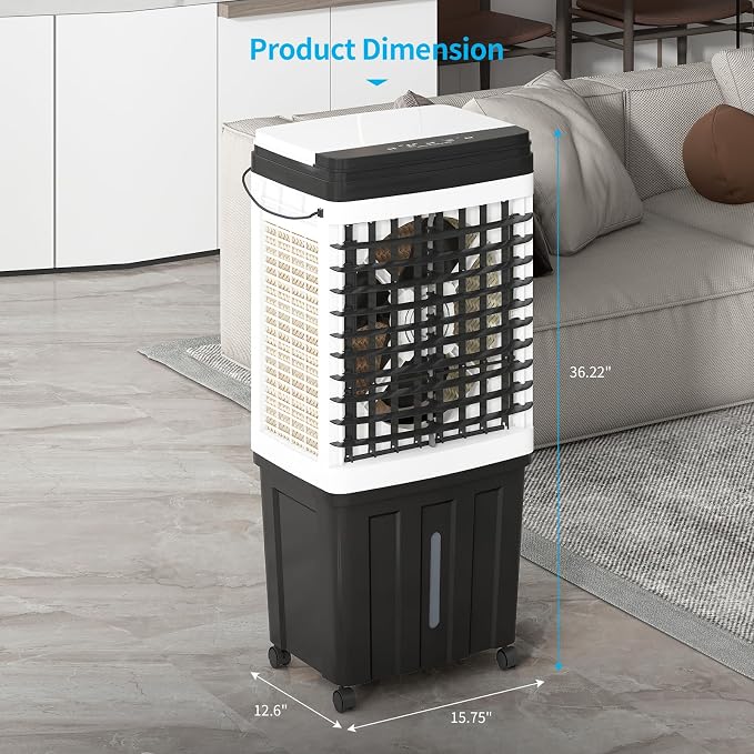 2953CFM Evaporative Air Cooler, 3-in-1 Portable Swamp Cooler with Cooling,Fan & Humidifier,120° Oscillation,3 Wind