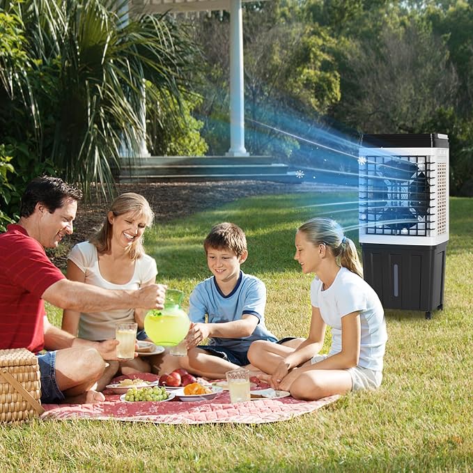 2953CFM Evaporative Air Cooler, 3-in-1 Portable Swamp Cooler with Cooling,Fan & Humidifier,120° Oscillation,3 Wind