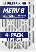 29x10x1 Air Filter (MERV 8) (4-Pack) Dust & Allergy Control AC Furnace Filters, MADE IN USA, HVAC, Pleated, product image