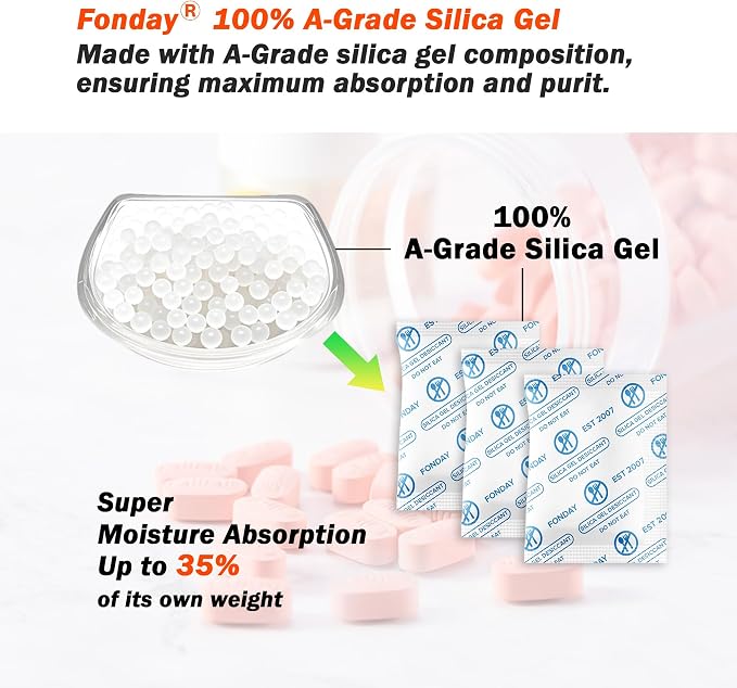 2g x 2500 Packs Food Grade Silica Gel Desiccants Packs Moisture Absorbers Dehumidifier for Food Storage, alternate view 3