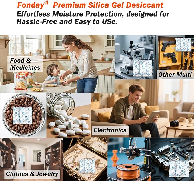 2g x 2500 Packs Food Grade Silica Gel Desiccants Packs Moisture Absorbers Dehumidifier for Food Storage, alternate view 8