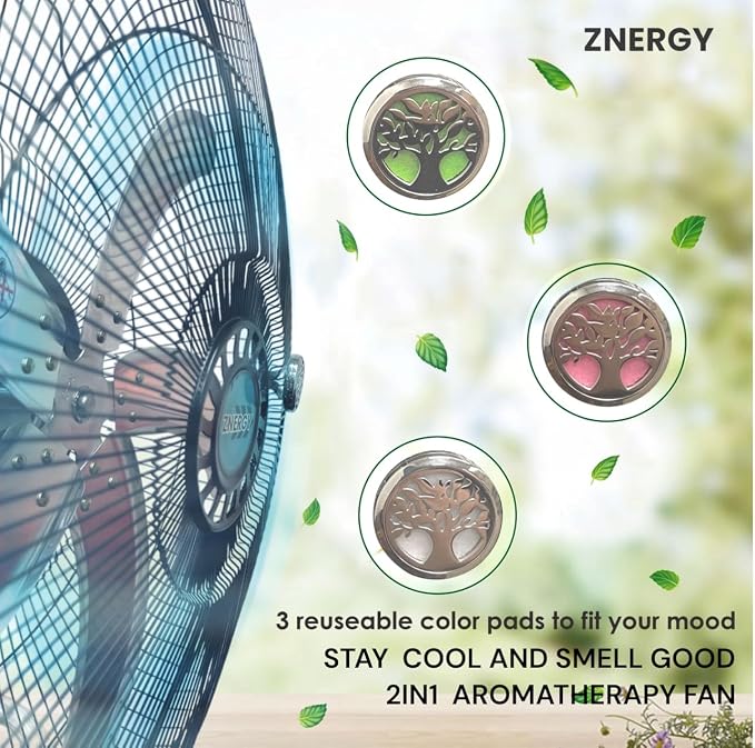 2in1 Aromatherapy Diffuser Fan 2 Packs 18inch 2in1 Stand/Floor Fan Metal 5 Blades 3 Speeds Oscillation Adjustable Heights for
