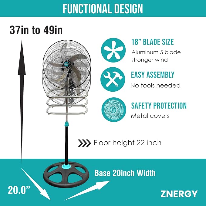 2in1 Aromatherapy Diffuser Fan 2 Packs 18inch 2in1 Stand/Floor Fan Metal 5 Blades 3 Speeds Oscillation Adjustable Heights for