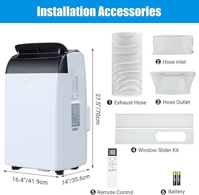 2PCS 14000 BTU Portable Air Conditioner, Cools Up to 750 Sq.ft, 3-in-1 Quiet AC Unit with Cooling Dehumidifier Fan, Remote