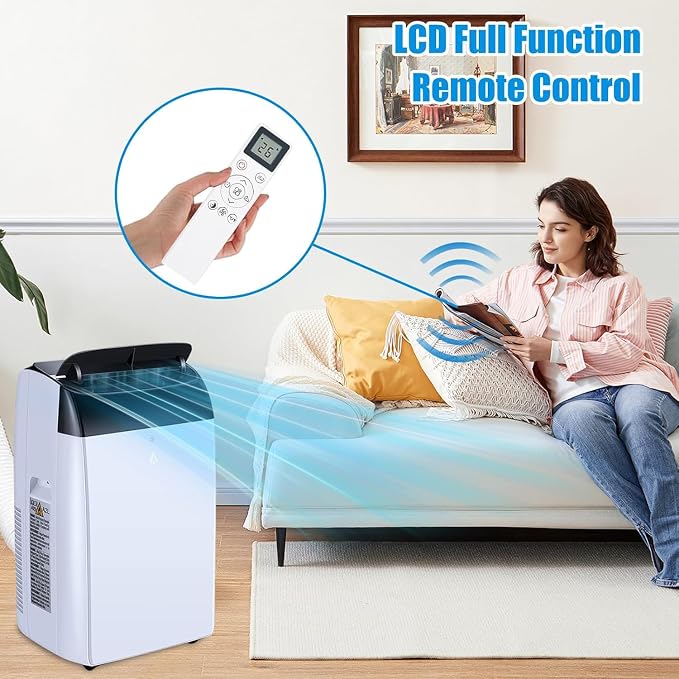2Pcs 14000 BTU Portable Air Conditioner, Indoor AC Unit with Remote Control & Dehumidifier, Cools Up to 750 Sq. Ft., 3-in-1