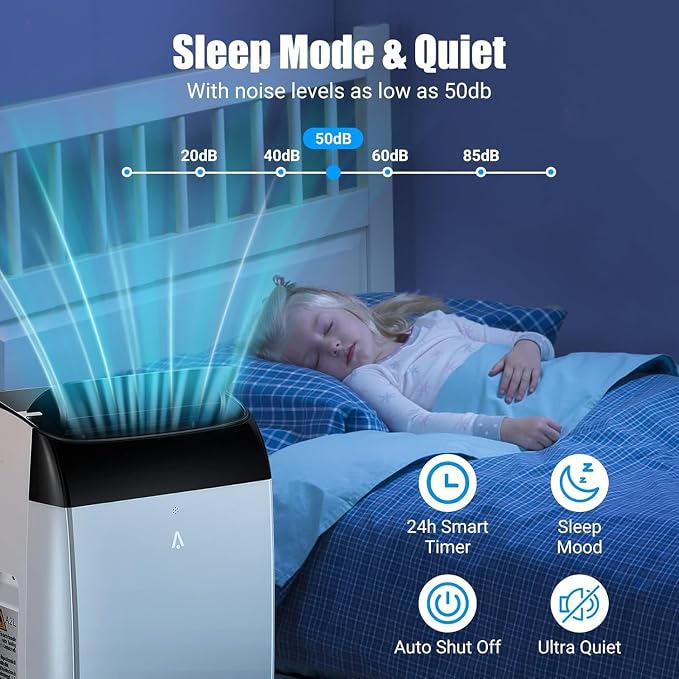 2PCS 14000 BTU Portable Air Conditioner, Quiet 3-in-1 AC Unit with Cooling Dehumidifier Fan, Remote Control, 24H Timer, Auto