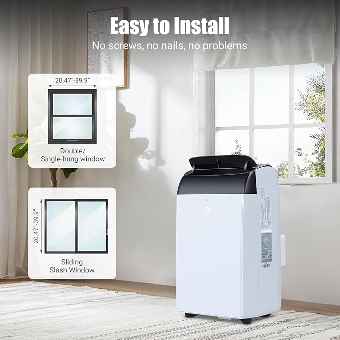 2PCS 14000 BTU Portable Air Conditioner, Quiet 3-in-1 AC Unit with Cooling Dehumidifier Fan, Remote Control, 24H Timer, Auto