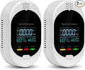 2PCS 4-in-1 Carbon Monoxide & Natural Gas Detectors with Temperature/Humidity LCD Display, Plug in Co Leak Detector Propane