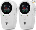 2PCS 5-in-1 Rechargeable Carbon Monoxide & Natural Gas Detectors with Temperature/Humidity LCD Display & 2000mAh Lithium-ion