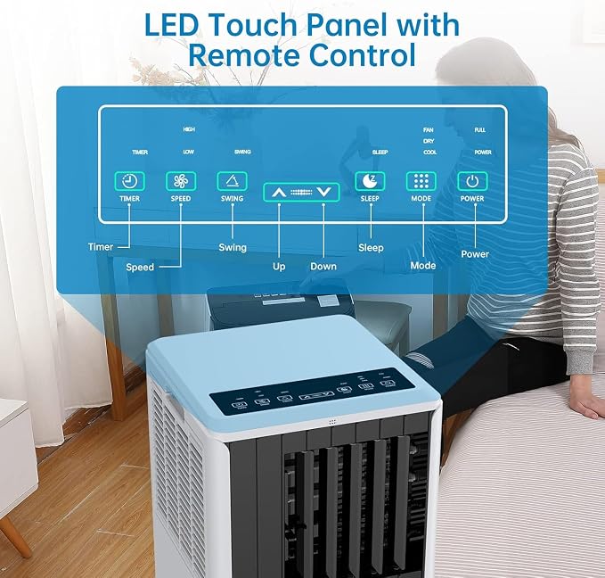 2PCS 8,000 BTU Portable Air Conditioner, Cools Rooms Up to 350 Sq.ft, 3-in-1 AC Unit with Dehumidifier & Fan, Quiet