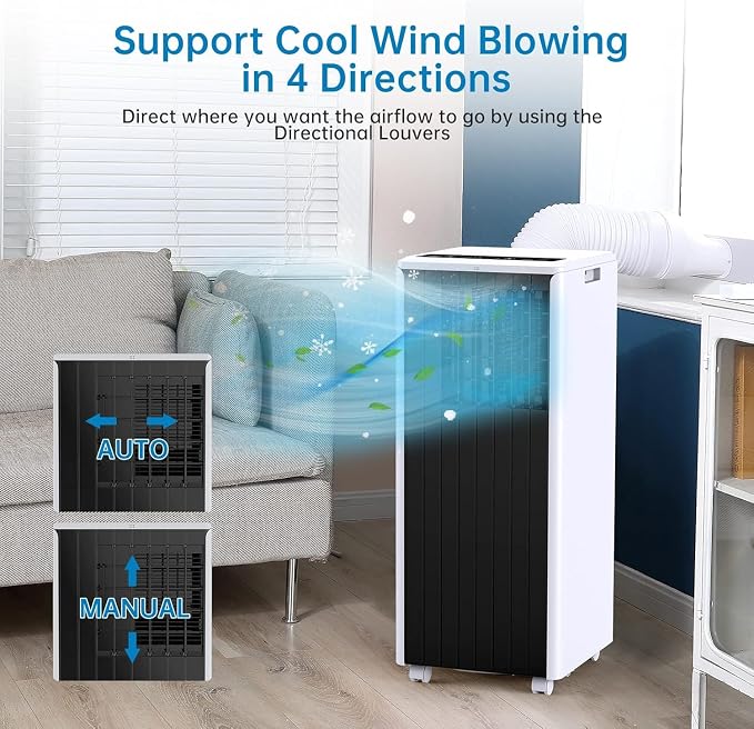 2PCS 8,000 BTU Portable Air Conditioner, Cools Rooms Up to 350 Sq.ft, 3-in-1 AC Unit with Dehumidifier & Fan, Quiet
