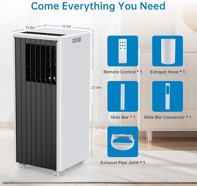 2PCS 8,000 BTU Portable Air Conditioner, Cools Rooms Up to 350 Sq.ft, 3-in-1 AC Unit with Dehumidifier & Fan, Quiet
