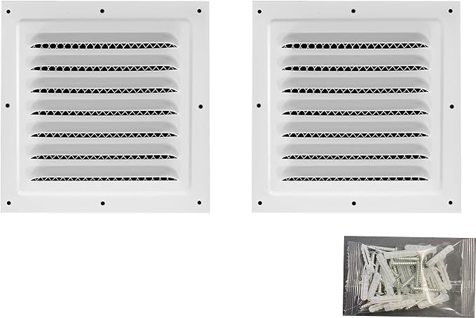 2pcs Attic Vent Soffit Vent Aluminum Wall Vent Metal Shed Vent Square Vent Louver Vent Grille with Built-in Insect Screen for