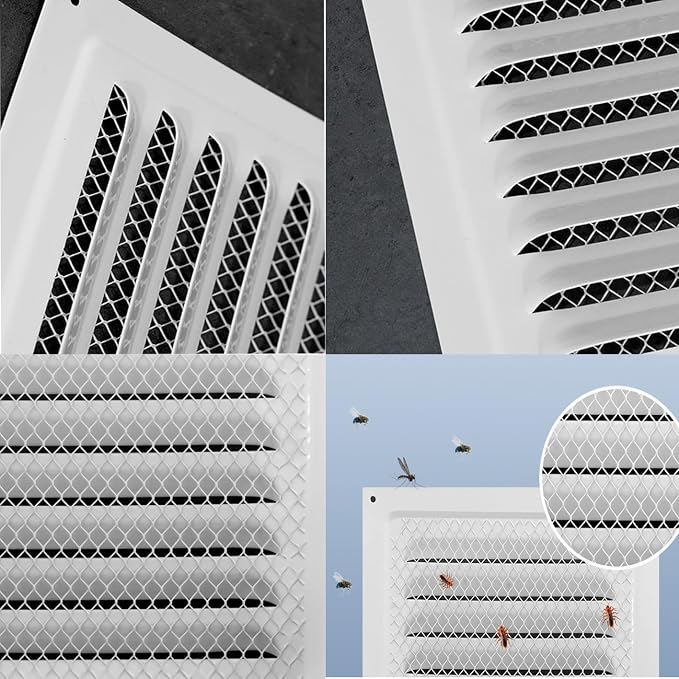 2pcs Attic Vent Soffit Vent Aluminum Wall Vent Metal Shed Vent Square Vent Louver Vent Grille with Built-in Insect Screen for