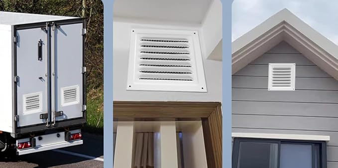 2pcs Attic Vent Soffit Vent Aluminum Wall Vent Metal Shed Vent Square Vent Louver Vent Grille with Built-in Insect Screen for
