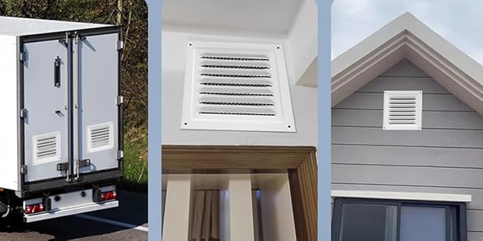 2pcs Attic Vent Soffit Vent Aluminum Wall Vent Metal Shed Vent Square Vent Louver Vent Grille with Built-in, alternate view 6