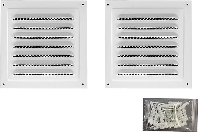 2pcs Attic Vent Soffit Vent Aluminum Wall Vent Metal Shed Vent Square Vent Louver Vent Grille with Built-in
