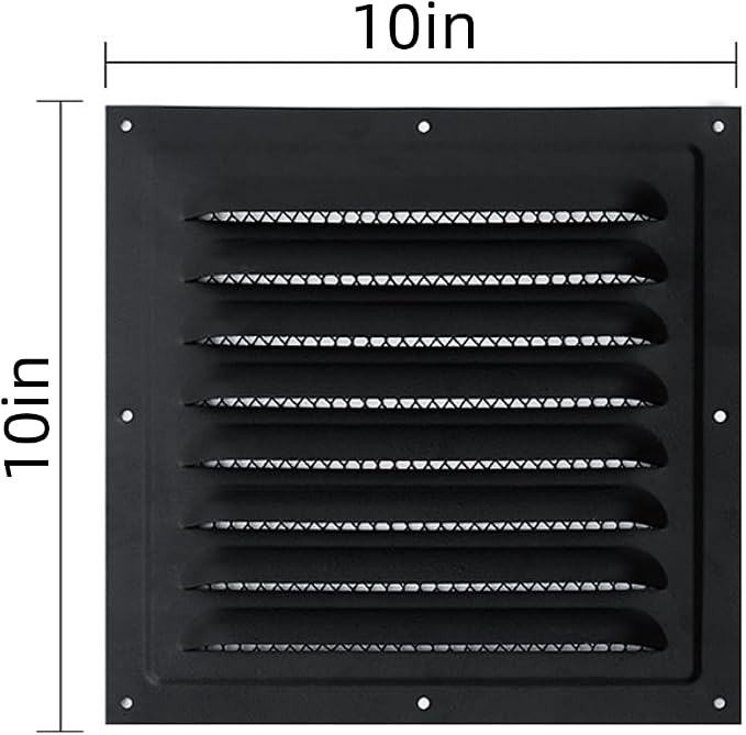 2pcs Attic Vent Soffit Vent Aluminum Wall Vent Metal Shed Vent Square Vent Louver Vent Grille with Built-in, alternate view 2
