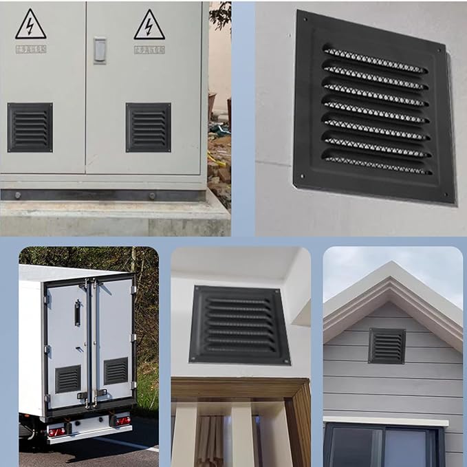 2pcs Attic Vent Soffit Vent Aluminum Wall Vent Metal Shed Vent Square Vent Louver Vent Grille with Built-in, alternate view 4